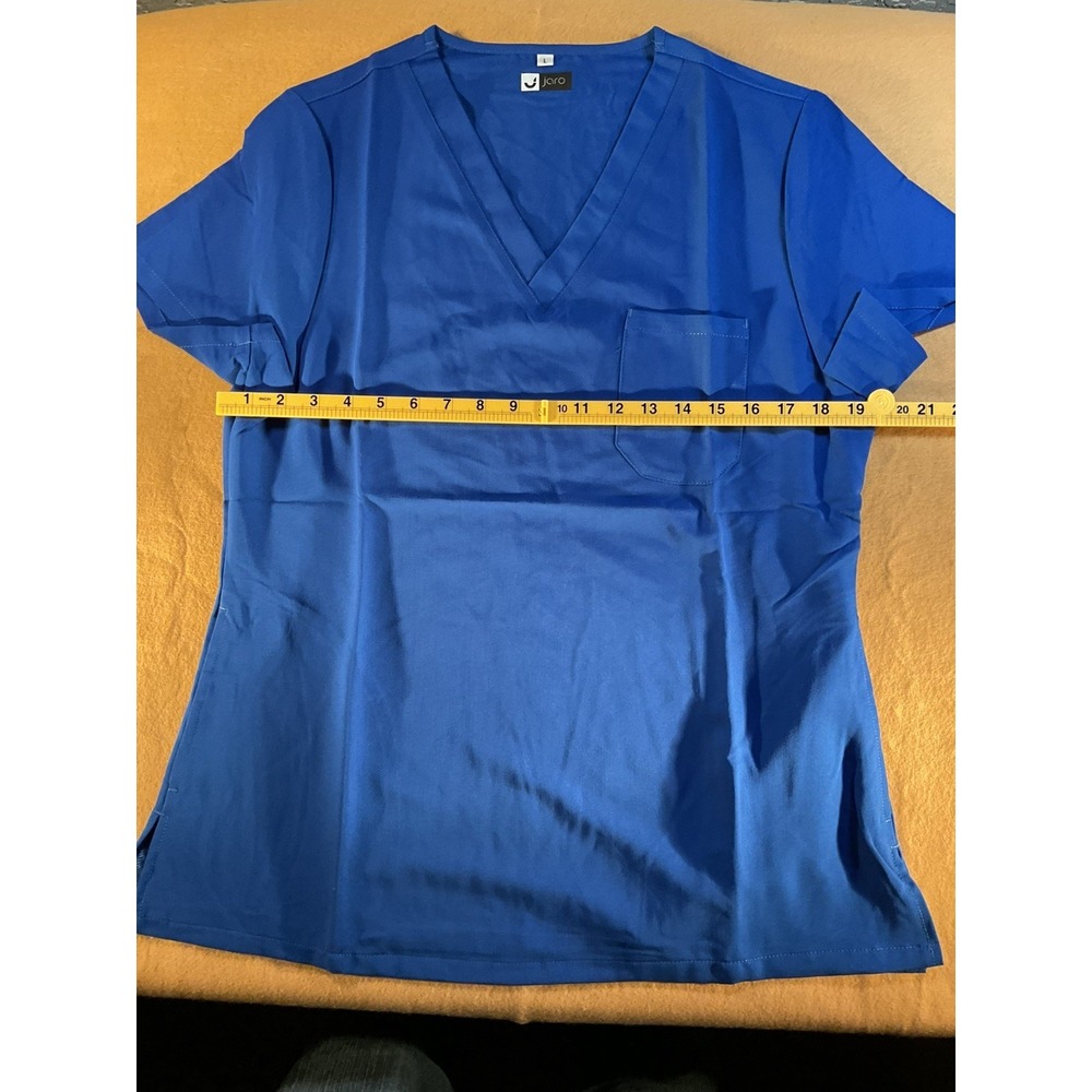 NWOT Jaro Medical Scrubs Top Pants Size Large Royal Blue  V Neck Pockets Set